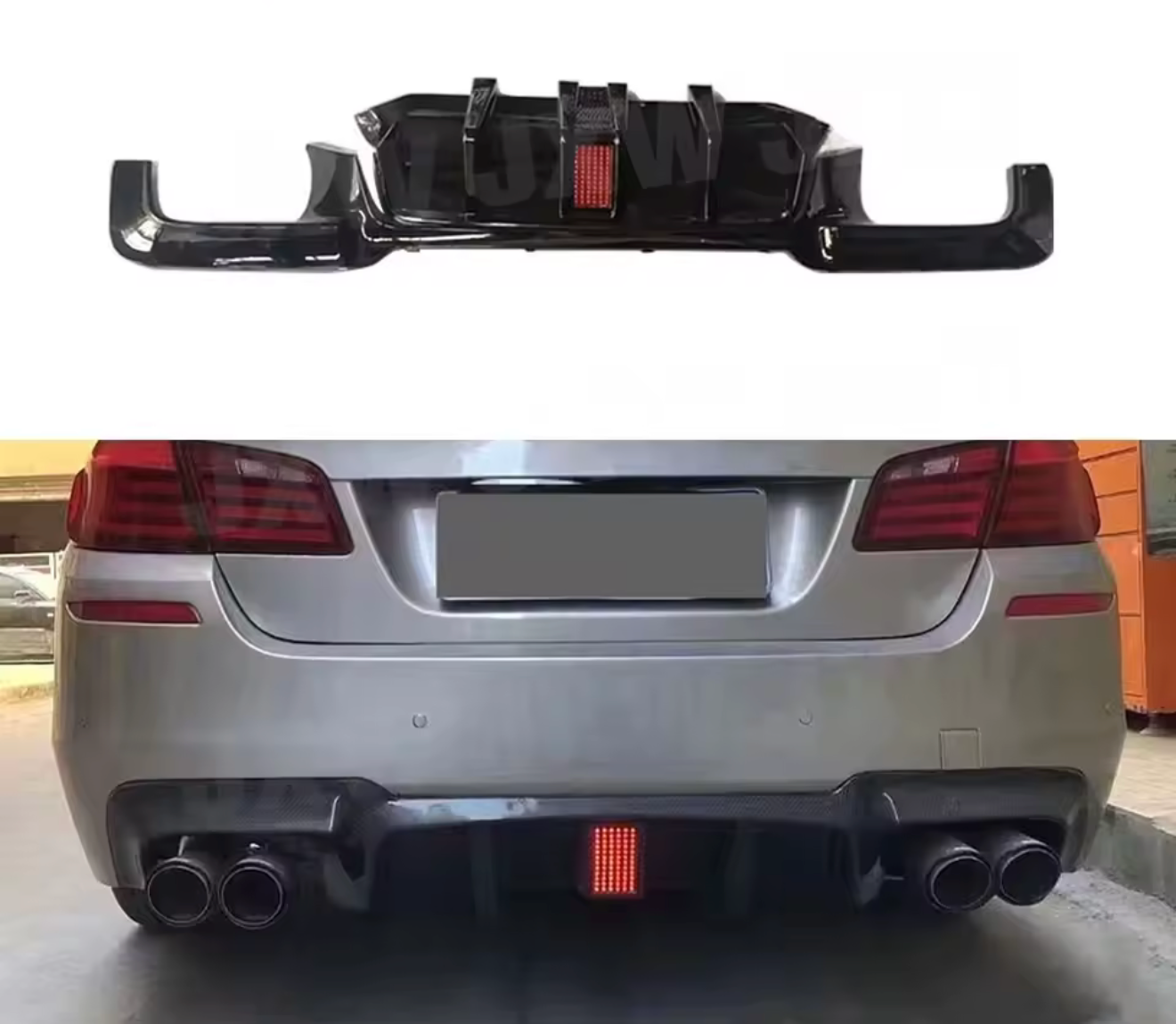 Difuzor bara spate M5 Look cu bec compatibil cu BMW seria 5 F10(2010-2017) negru lucios