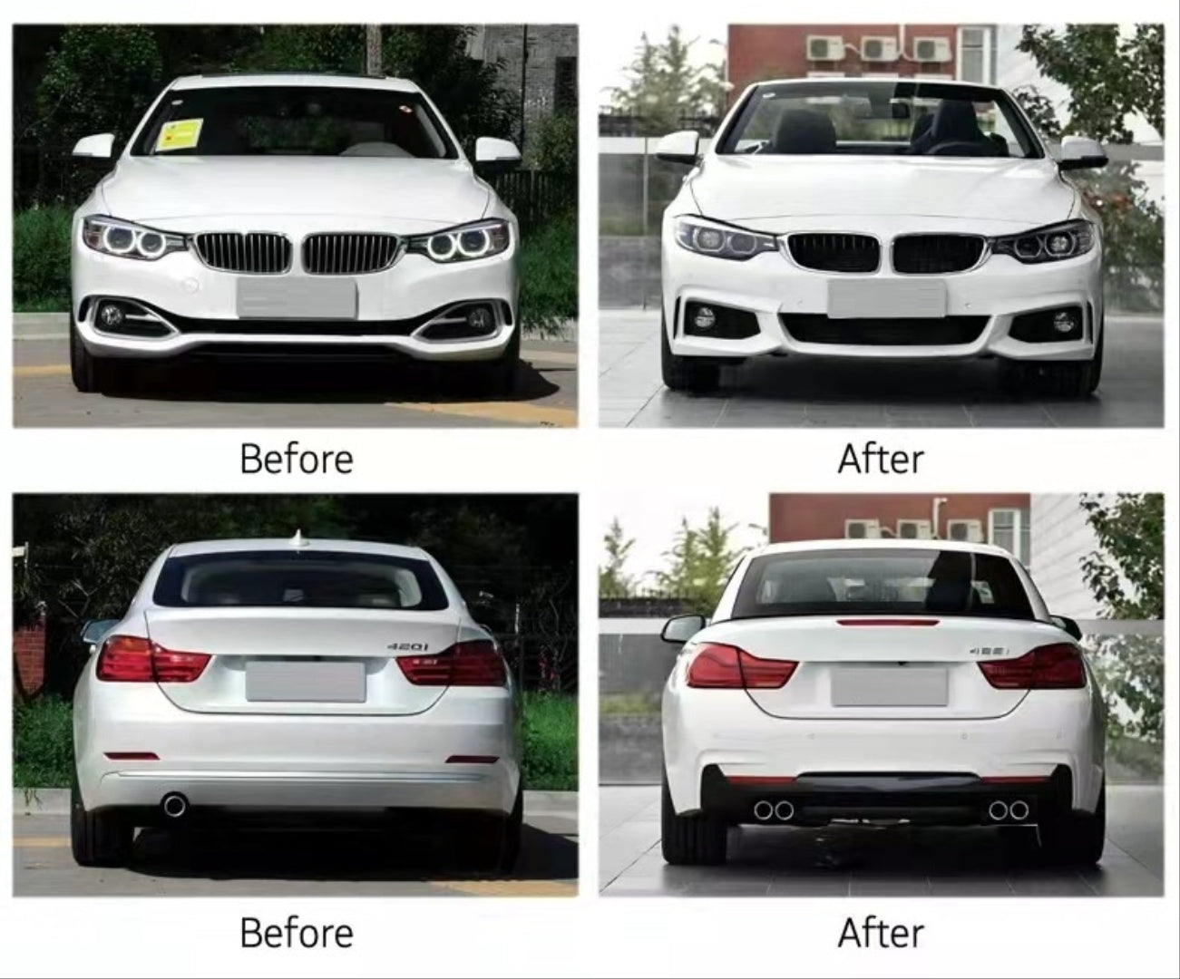 Kit Exterior compatibil cu BMW Seria 4 F36 M-Tech Design cu Praguri Laterale si Grile pentru proiectoare