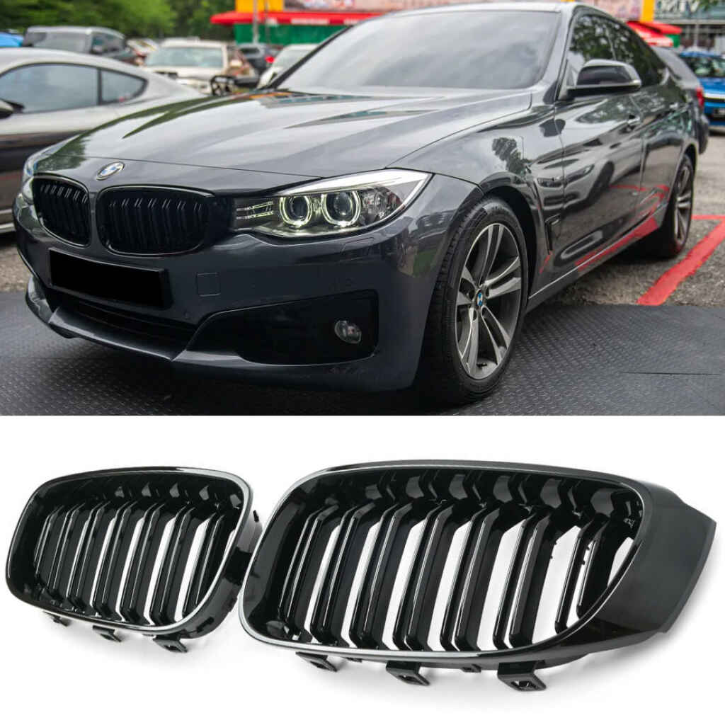 Grile centrale duble compatibile cu BMW seria 3 F34 GT(2013-2019) negru lucios