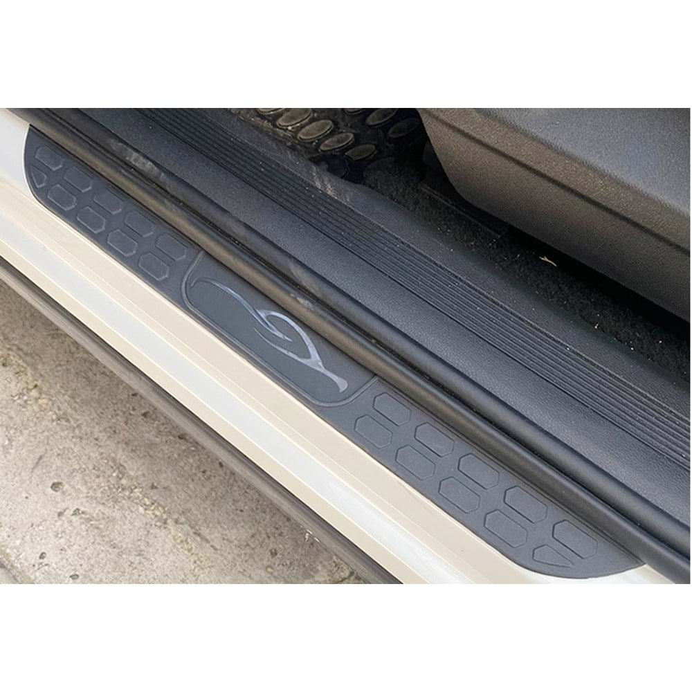 Set 4 protecții prag din cauciuc, universale, negru mat