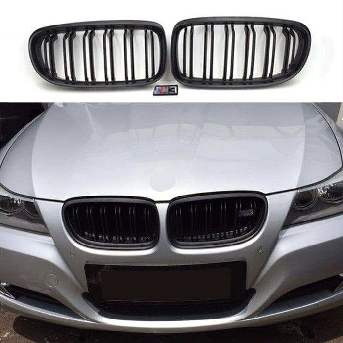Grile centrale duble M3 style compatibile cu Bmw seria 3 e90 e91 facelift (2009-2012) negru lucios