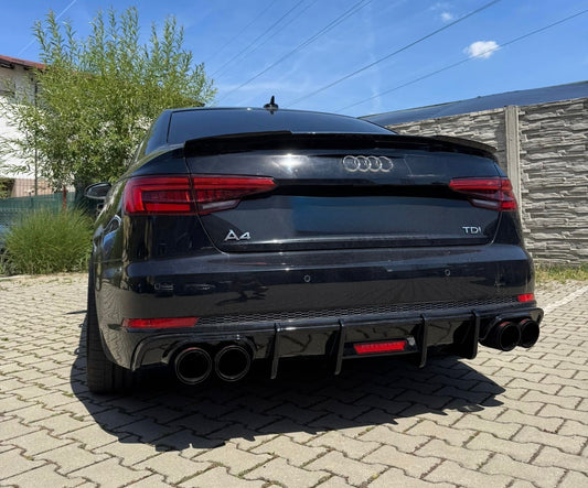Difuzor bara spate S4 style cu bec compatibil cu Audi A4 B9 2016-2019 negru lucios