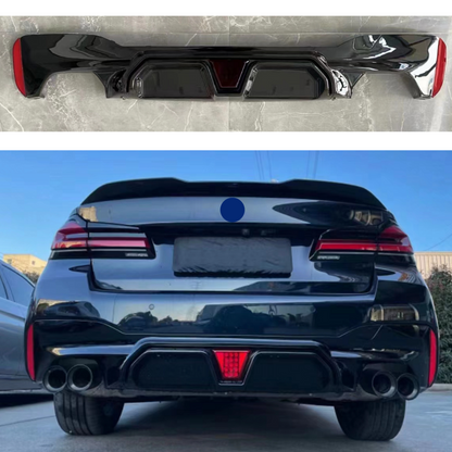 Difuzor bara spate cu bec compatibil cu BMW seria 5 G30(2017-2022) negru lucios