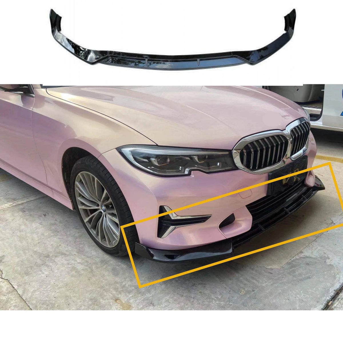 Lip prelungire bara fata compatibil cu BMW Seria 3 G20 G21 echipat cu bara Standard(2018-2023) negru lucios