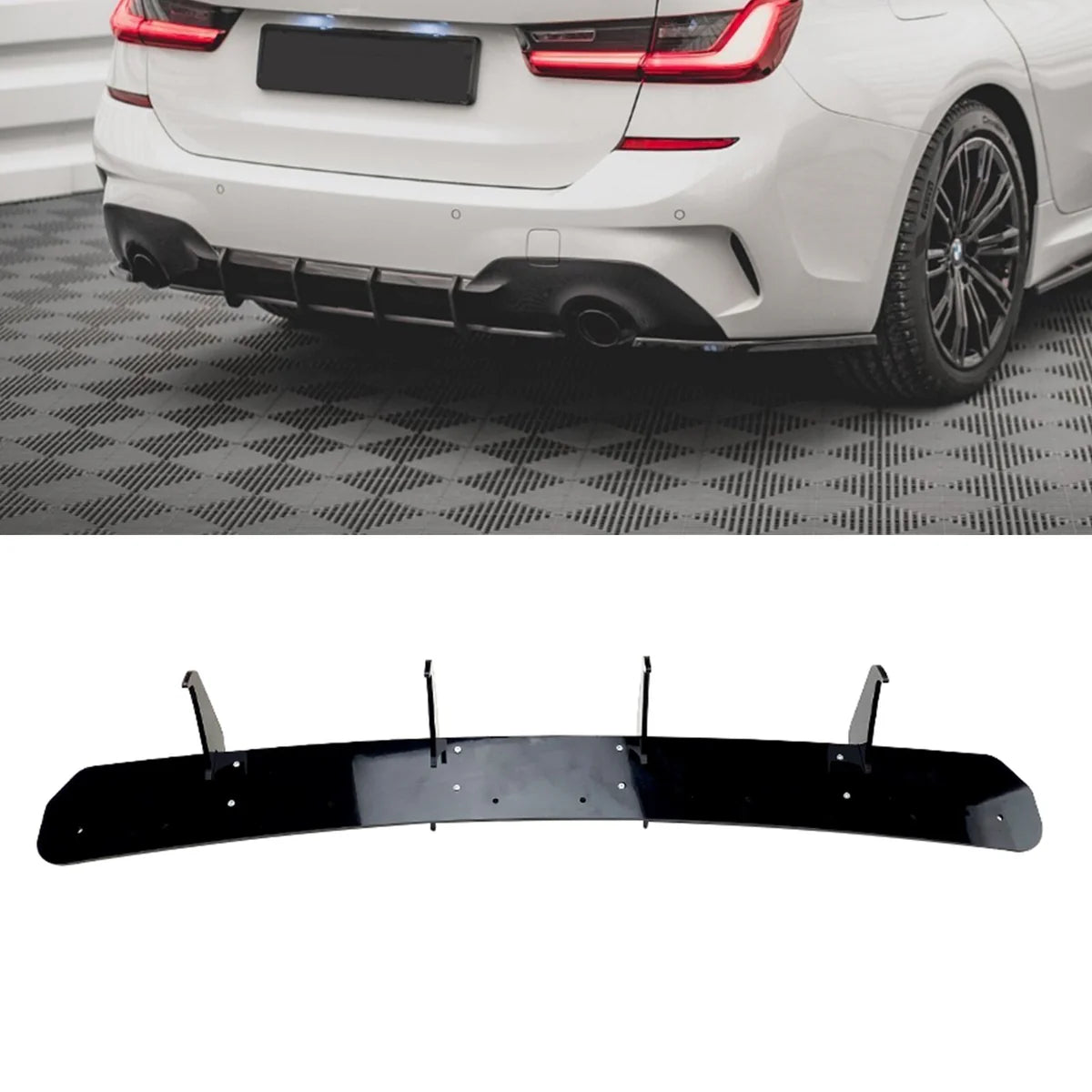 Ornamente bara spate compatibile cu BMW Seria 3 G20(2019-2023) negru lucios