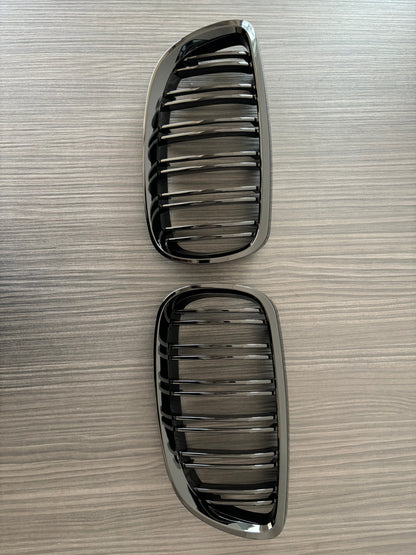 Grile centrale duble compatibile cu Bmw seria 3 e92 e93(2006-2009) negru lucios