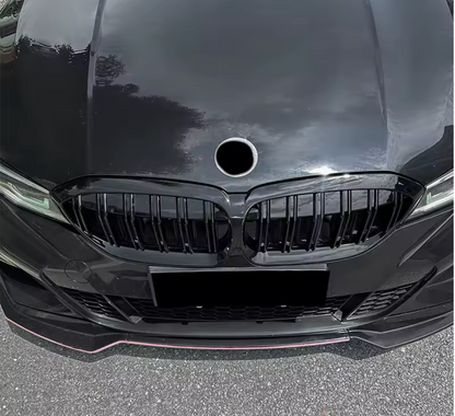 Grile centrale duble compatibile cu BMW seria 3 G20 G21 2019-up negru lucios