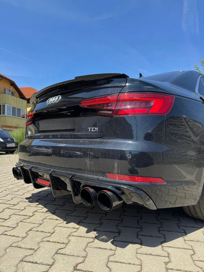 Difuzor bara spate S4 style cu bec compatibil cu Audi A4 B9 2016-2019 negru lucios
