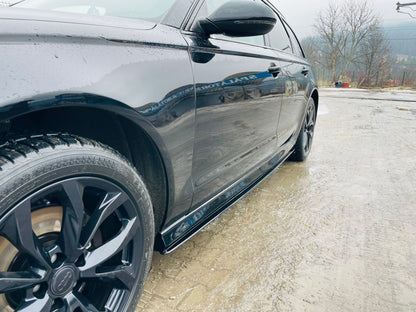 Prelungire praguri laterale compatibil Audi A6 C7 2011-2018 negru lucios