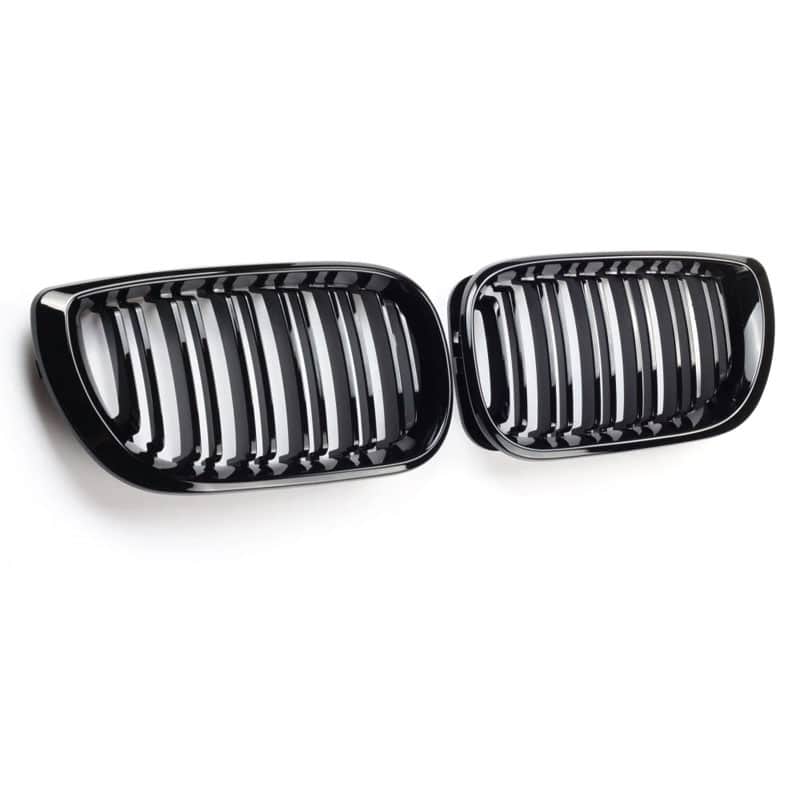 Grile centrale duble compatibile cu BMW seria 3 e46 Coupe (2002-2005) negru lucios