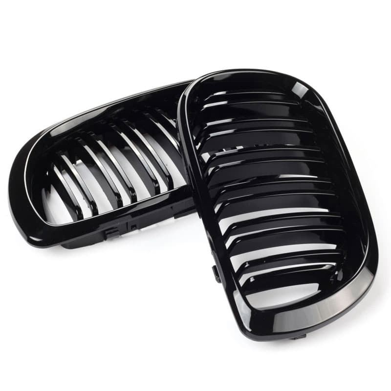 Grile centrale duble compatibile cu BMW seria 3 e46 Coupe (2002-2005) negru lucios