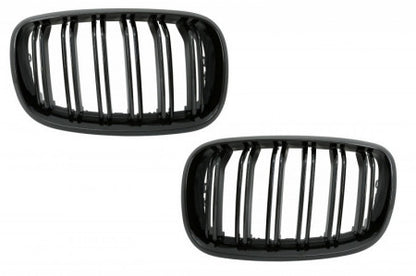 Grile centrale duble compatibile cu BMW X5 E70(2008-2014) negru lucios