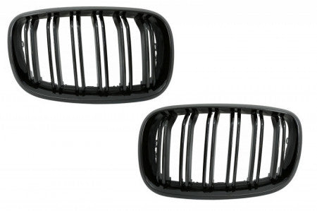 Grile centrale duble compatibile cu BMW X6 E71(2008-2014) negru lucios