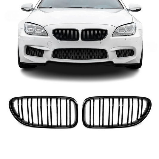 Grile centrale duble compatibile cu BMW seria 6 F06 F12 F13 (2011-2018) negru lucios