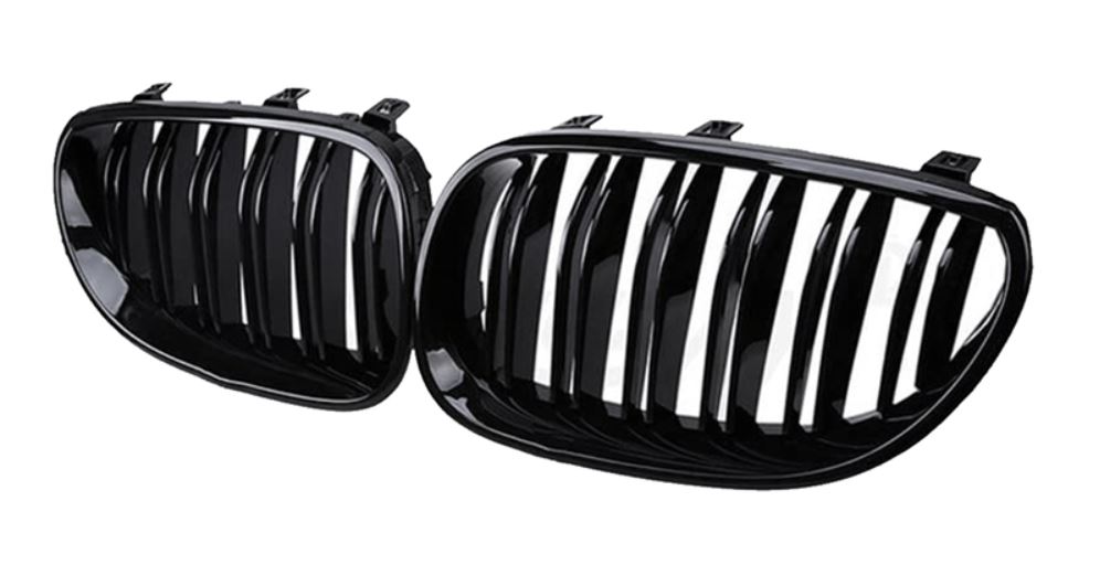 Grile centrale duble model M5 compatibile cu BMW seria 5 E60 E61  negru lucios