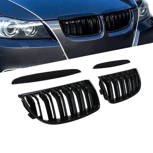 Grile centrale duble compatibile cu BMW seria 3 e90 e91 NFL (2005-2008) negru lucios