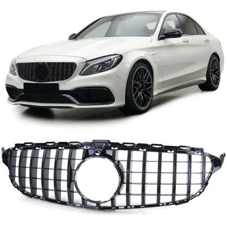 Grila Centrala compatibil cu Mercedes C-Class W205 S205 C205 S205 2014-2018 GT-R Panamericana Design Negru Lucios